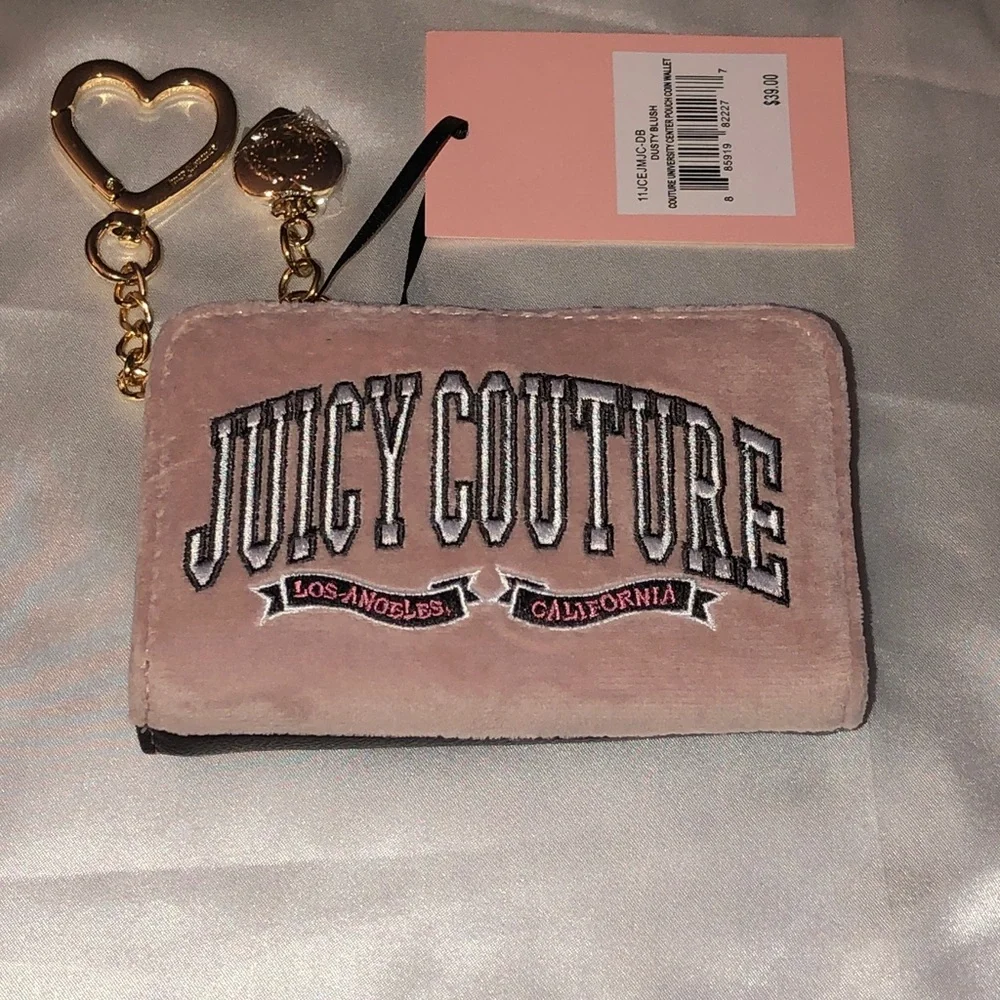 Juicy Couture Dusty Blush Couture University Center Pouch Coin Wallet NWT